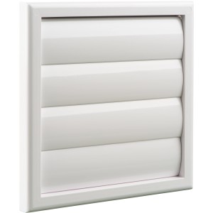 Weiße Jalousieklappe System 150 aus Kunststoff für Lüftungsgitter.