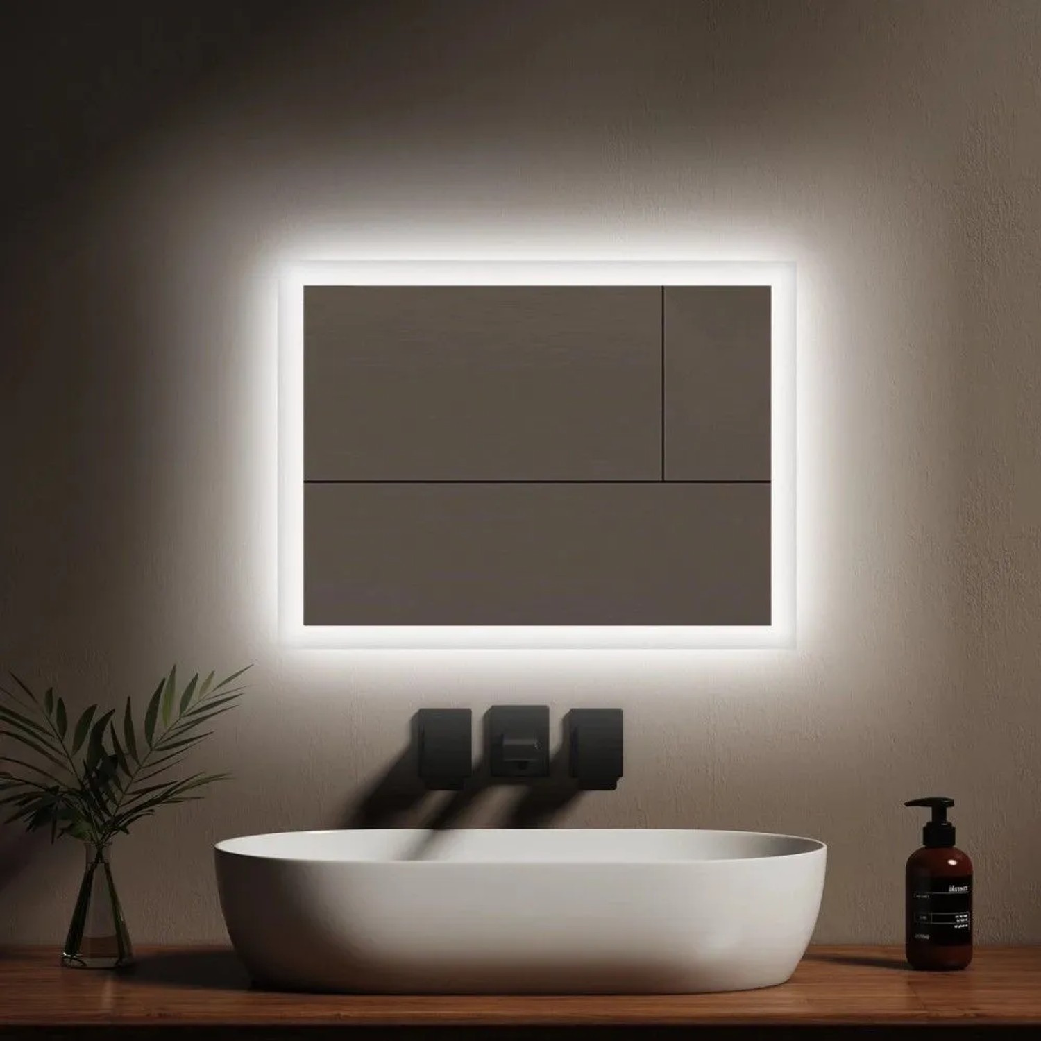 Emke LED Badspiegel 45 x 60 cm Wandspiegel Badezimmerspiegel mit Beschlagfrei Kippschalter KaltweißWarmweiß_6