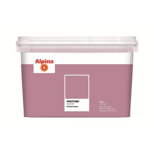 Alpina Innenfarbe Pantone Orchid Haze 2,5L, matter Pastellviolett-Ton im Eimer. Bunte Wandfarbe.