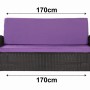 Violettes Gartenkissen-Set für 3-Sitzer Polyrattan-Gartensofa, 170x60x50cm.