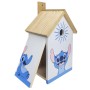 Blaues Disney Vogelhaus mit Stitch Motiv. Dekoration für Garten & Balkon.