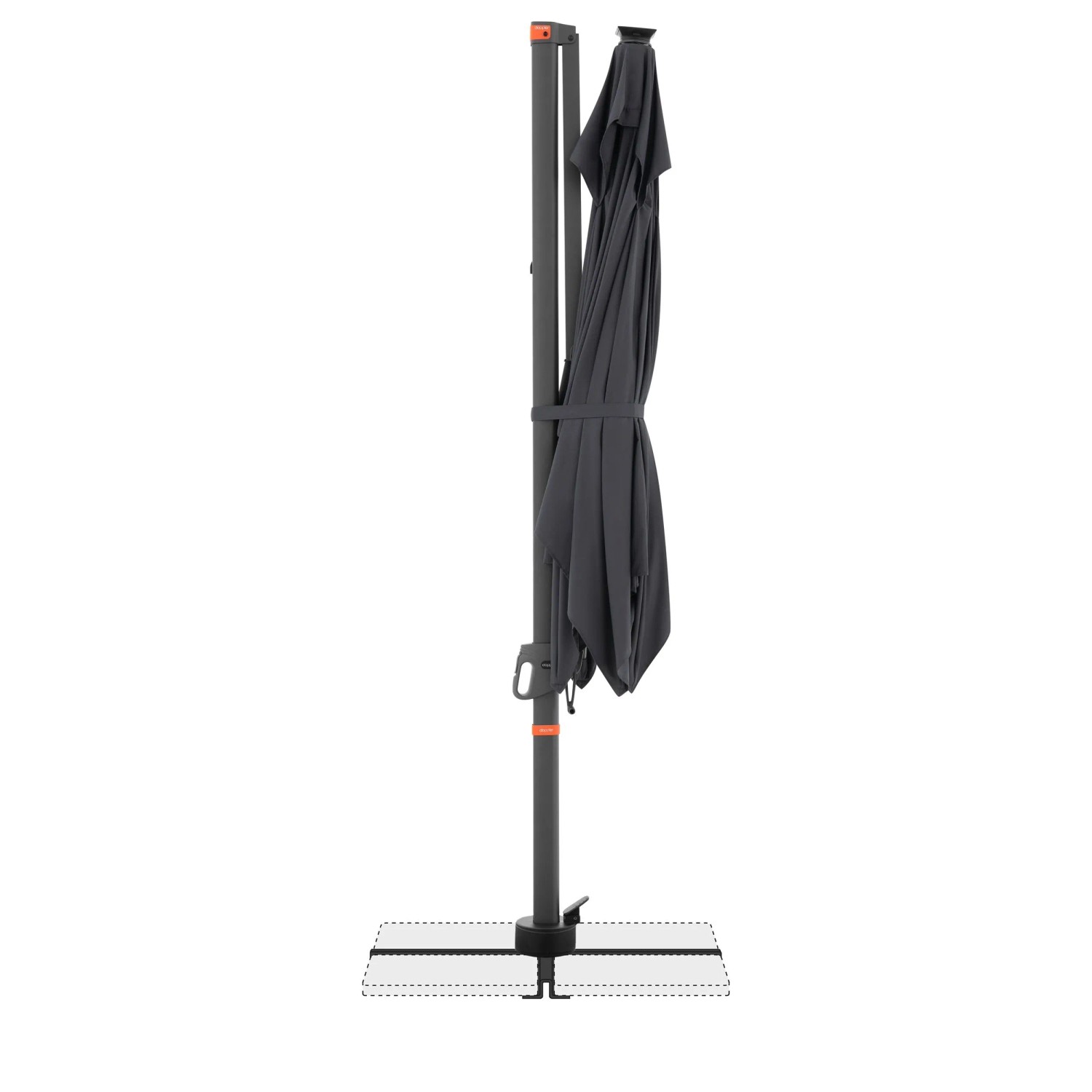 Doppler Ampelschirm Anthrazit, 300x220 cm, gefaltet und gebunden. Mit Dreh- & Neigungsfunktion für Garten & Terrasse.