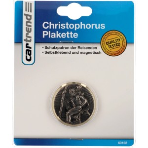 Cartrend Christophorus Plakette, Schutzpatron der Reisenden, selbstklebend, Ø 5,5 cm