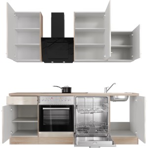Flex-Well Küchenzeile Orlando, 220 cm, Kaschmir/Sonoma Eiche, mit E-Geräten.