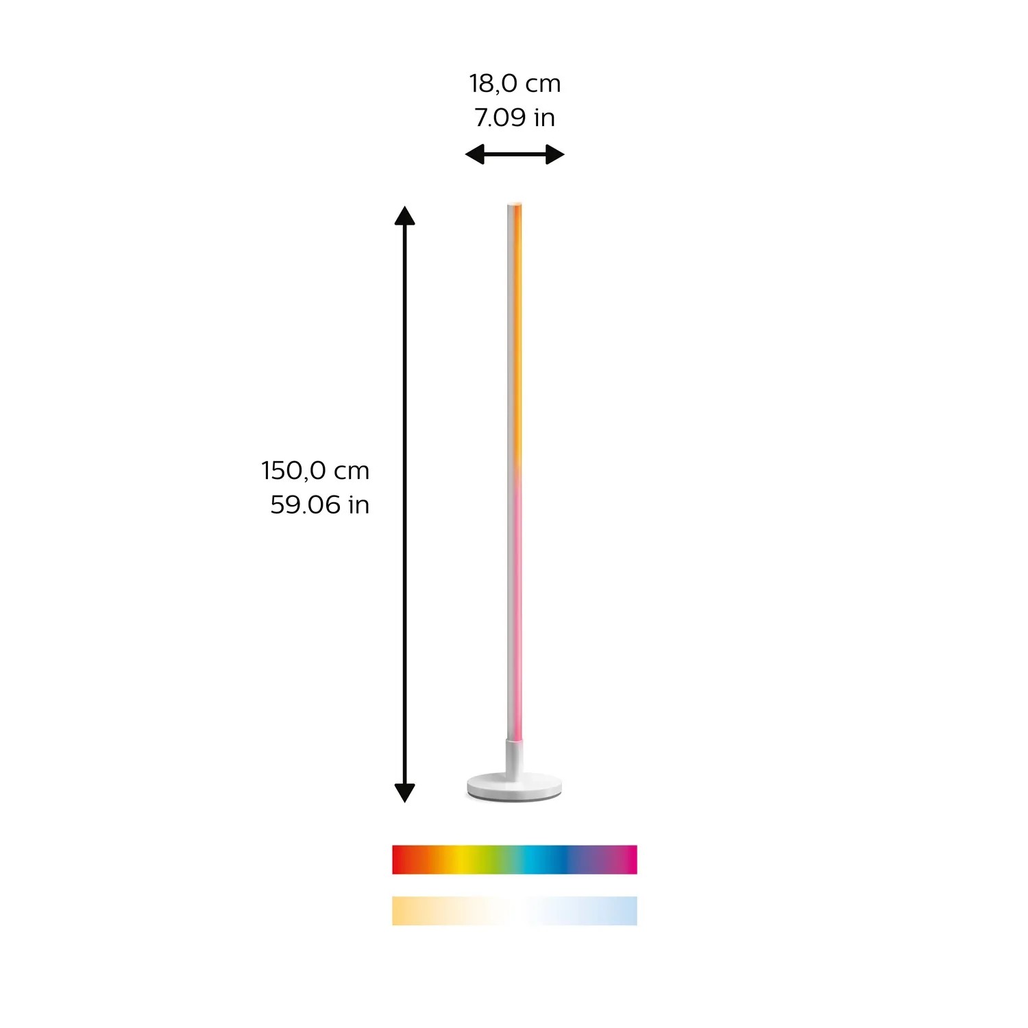 Smarte WiZ LED-Stehleuchte Pole mit Farbwechsel, 150cm hoch.