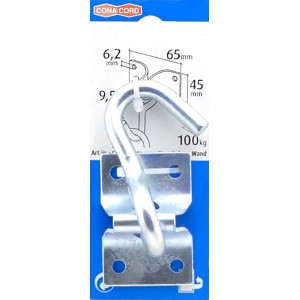 Conacord Hängemattenhaken aus Stahl, 9,5 mm Durchmesser, 65 mm Länge, zur Befestigung.