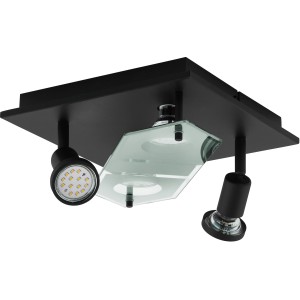 EGLO CABO 2 LED-Deckenleuchte, schwarz, 4-flammig mit Glasabdeckung. Quadratisch, 250x250mm.