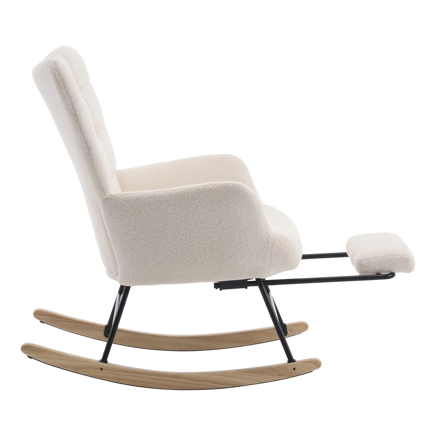 okwish Schaukelstuhl mit Fußstütze Armlehnen Relaxsessel Wohnzimmer 68x88x91cm Beige_9