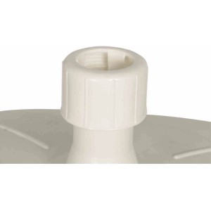 Detailaufnahme: Weißer Enne Plastica Schirmständer, befüllbar, mit Rolle.