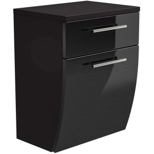 Posseik Bad-Hängeschrank Salona, anthrazit, 40 cm breit, mit zwei Schubladen und silbernen Griffen.