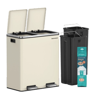 Songmics Mülleimer Pary 2 Fächer x 30 l Weiß