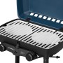 Enders Camping-Gasgrill Explorer II mit Edelstahlrost und blauer Haube.