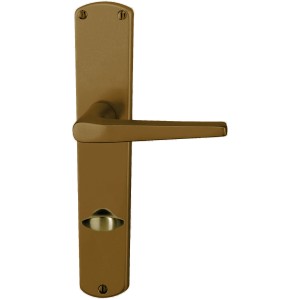 Alpertec Langschild-Garnitur Phil für Bad/WC-Türen, Alu F4 brüniert eloxiert.