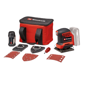 Einhell Akku-Faustschleifer TE-OS 18/113 3X Li-Solo mit Zubehör und Tasche.