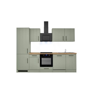 Respekta Küchenzeile Anton Landhaus Schilfgrün 280 cm mit Induktionskochfeld