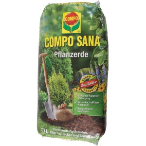 Compo Sana Pflanzerde (Palette) im 70L Sack. Gartenerde für Stauden, Büsche, Hecken und Bäume.