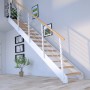 Treppe Kos 12 Stufen Eiche Geölt 85 cm Metallgeländer Weiß FSC®_8