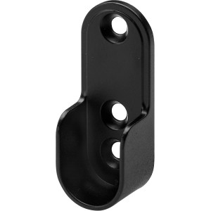 Schrankrohrlager von Hettich für ovale Schrankrohre, Stahl, schwarz.