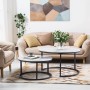 okwish Beistelltisch mit Stapelbarem Metallrahmen Wohnzimmer 87x 87x13cm Schwarz_3