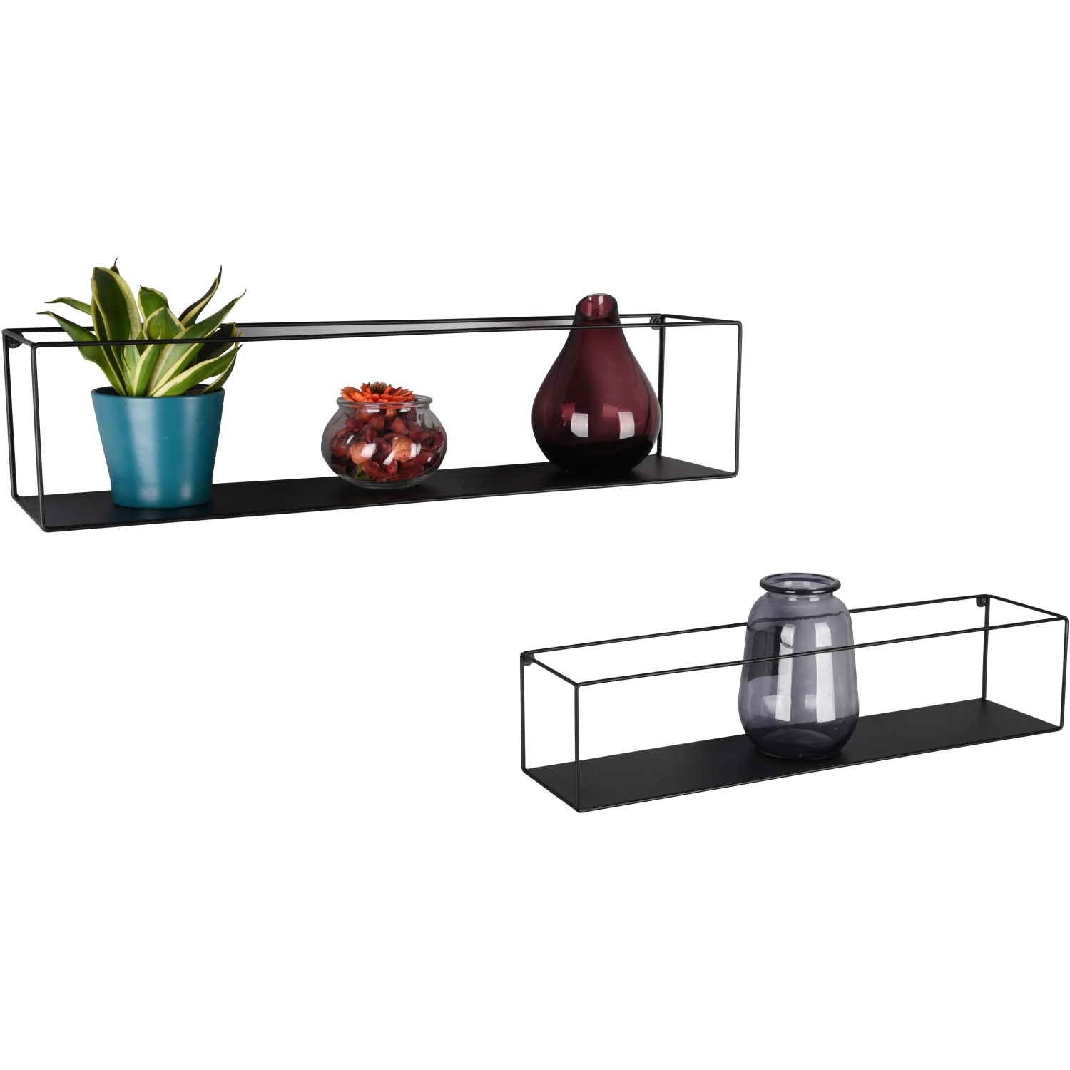 2er Set: Schwarze Metall-Wandregale Lisa von Mirrors & More im modernen Design.
