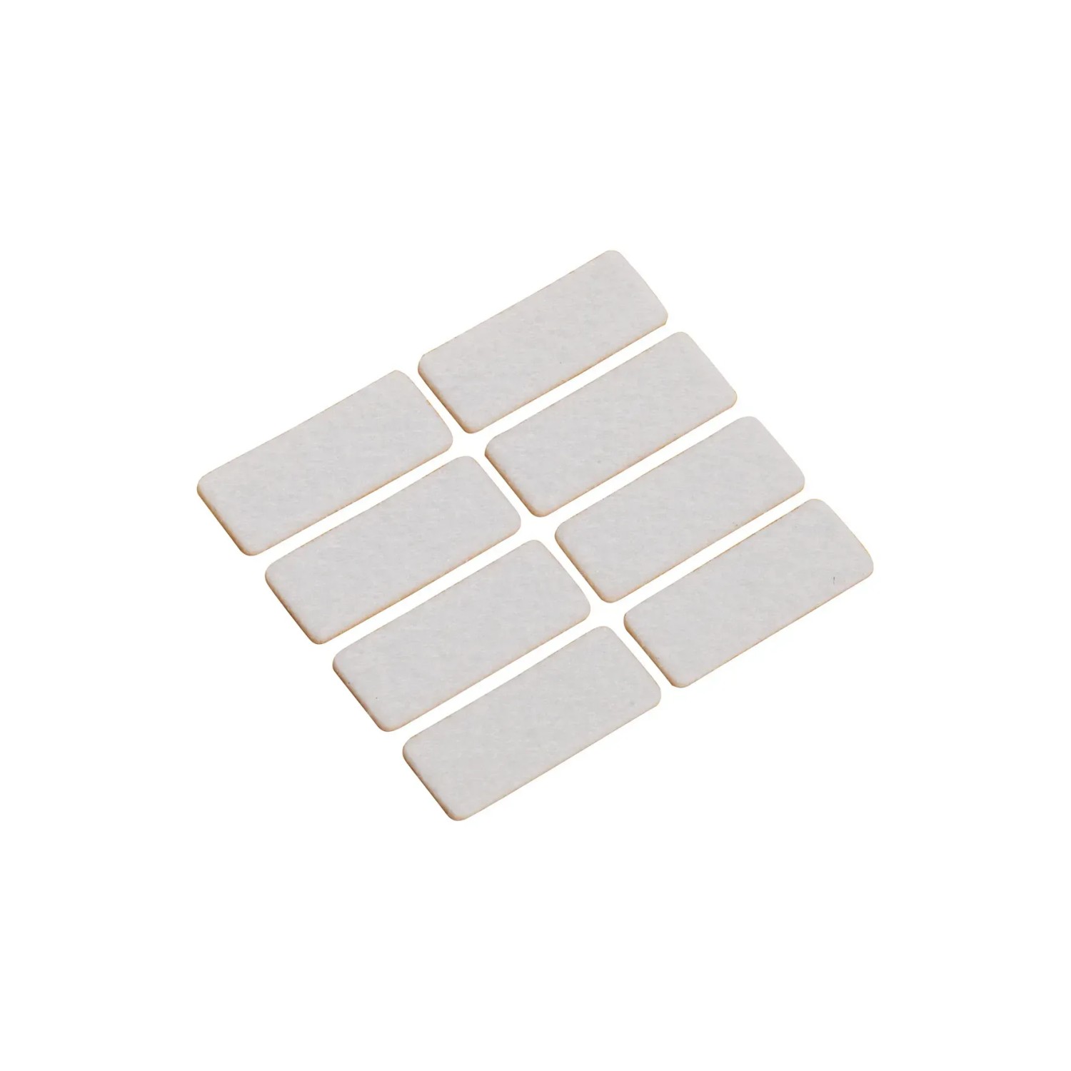 8 selbstklebende, rechteckige OBI Filzgleiter (16x44mm) zum Schutz von Möbeln und Böden.