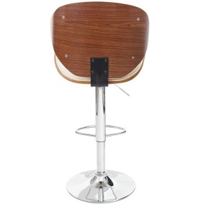 Barhocker Arklow in Walnuss-Optik mit creme Kunstleder, höhenverstellbar und drehbar.