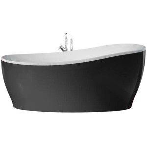 Freistehende Badewanne Aviva, 180x85 cm, schwarz-weiß, mit Armatur. Moderne Badewanne für Ihr Badezimmer.