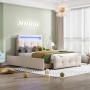 okwish Polsterbett 90x200cm mit LED Leuchten Kinderzimmer Beige ohne Matratze_3