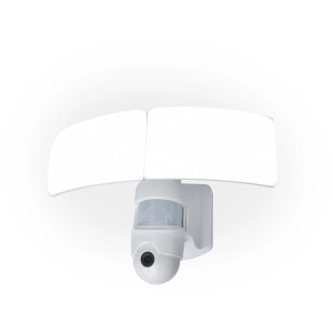 Lutec LED-Kameraleuchte Libra mit 2-köpfigem Strahler, Bewegungsmelder und Kamera.