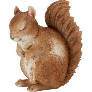 Dunkelbraune Deko-Figur: Sitzendes Eichhörnchen aus Polyresin für Garten & Haus, 11x18x19cm.