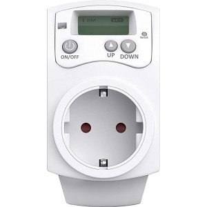 Digitales Steckdosenthermostat BC23SRT01 in Weiß zur Hausautomation, mit LCD-Display.