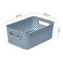 Blauer SmartStore Essence M Aufbewahrungskorb Sea Salt mit Lochmuster und Griffen.