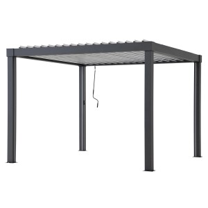 Sunjoy Multi-Pergola Matterhorn, 306x306 cm, Anthrazit. Terrassenüberdachung mit verstellbaren Lamellen.
