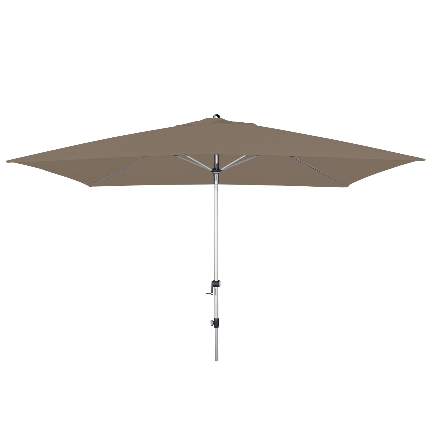 Rechteckiger, greige Doppler Marktschirm 200x300 cm mit Knickfunktion.