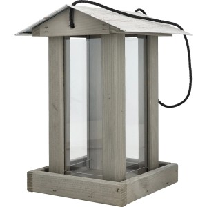 Vogelhaus Schiebedach aus Metall 28 cm x 19 cm x 19 cm Natur