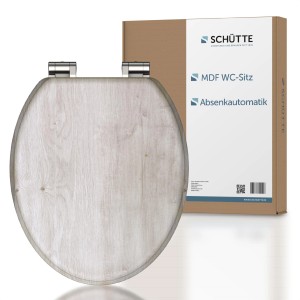 Schütte WC-Sitz Light Wood MDF mit Absenkautomatik, helle Holzoptik.