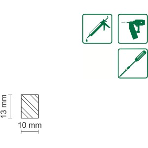 Querschnitt FN Neuhofer Flachleiste Buche Roh, 13x10mm, Icons für Montagearten.
