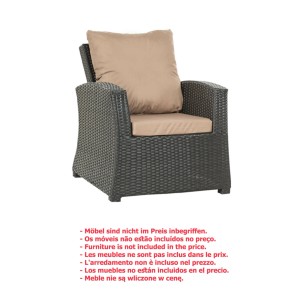 Beiges Setgarden Mix Sitz- und Rückenkissen-Set für Polyrattan Sessel. Komfortable Gartenstuhlauflagen.
