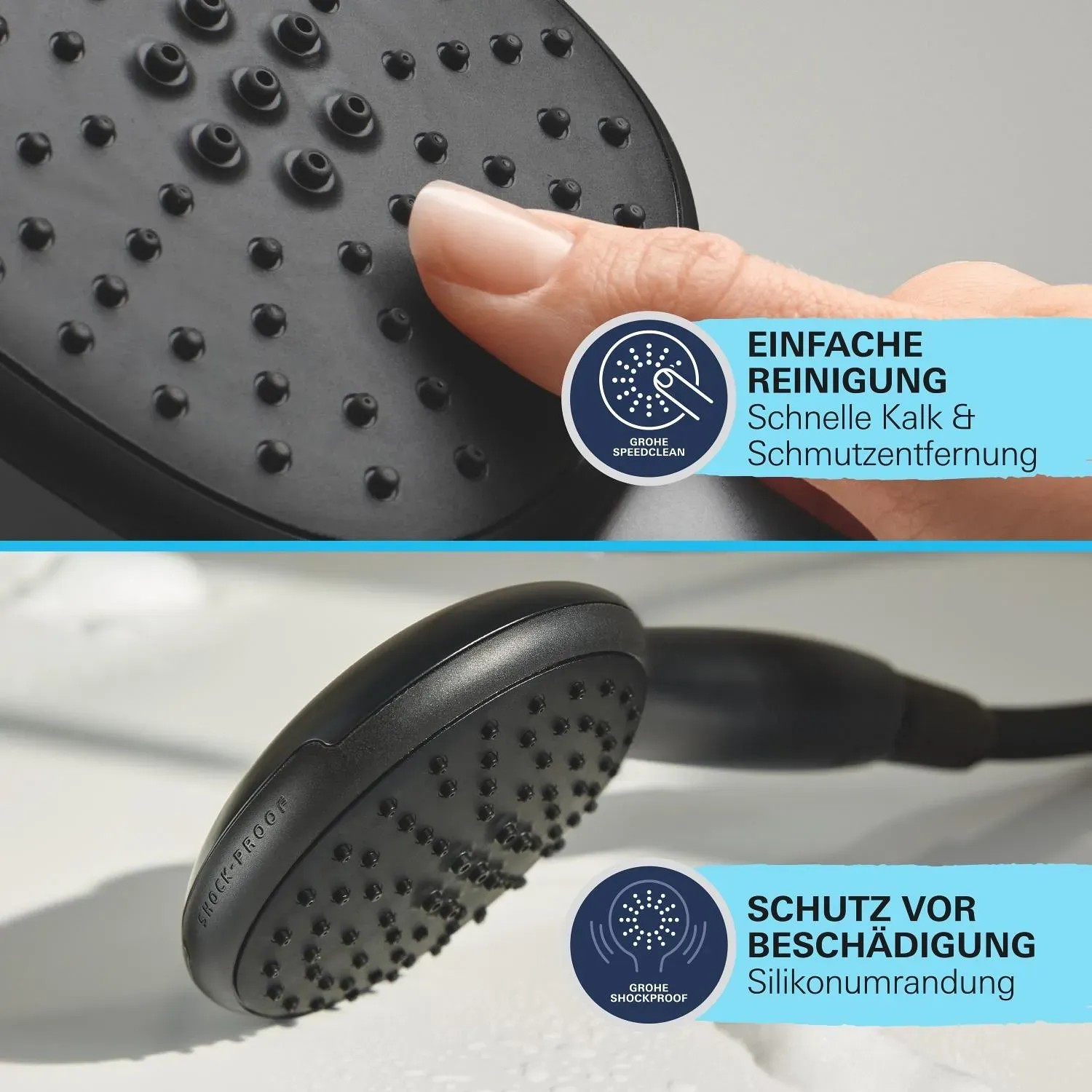 Grohe Vitalio Start Duschsystem, Handbrause mit Antikalk-Funktion und Schutz vor Beschädigung.