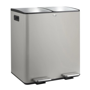 Spirella Kosmetikeimer Aliya, 2x20L, Taupe Matt, mit zwei Fächern und Pedalöffnung.