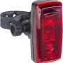 Rotes LED-Rücklicht aus dem 2-teiligen Fahrradleuchten-Set mit Halterung.