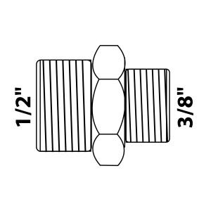 Kirchhoff Reduzier-Doppelnippel, Messing, 21 mm (1/2 AG) x 16,7 mm (3/8 AG) für Gewindefittings.