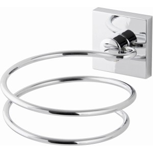 Fackelmann Haartrocknerhalter Mare Chrom, Badmöbel-Zubehör mit modernem, quadratischem Design.