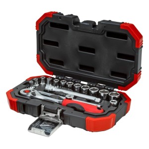 Gedore Steckschlüssel-Satz, 16-teilig, 6,3 mm (1/4 Zoll) im Koffer mit Knarre, Einsätzen und Zubehör.