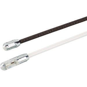 Transparente PVC-Einziehspirale, 20 m, mit Stahlendstücken zum Durchziehen von Kabeln in Leerrohren.