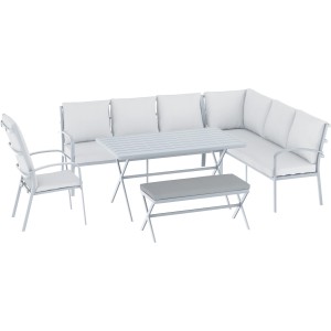 Graues Sitzkissen für Hocker Garnet als Zubehör für Gartenmöbel-Sets.