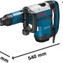 Bosch Professional GSH 7 VC Schlaghammer im Handwerkerkoffer, blau/weiß, mit Maßangaben.