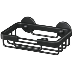 Tesa Aluxx Seifenkorb, mattschwarz, zur Wandmontage ohne Bohren. Bad-Accessoire.