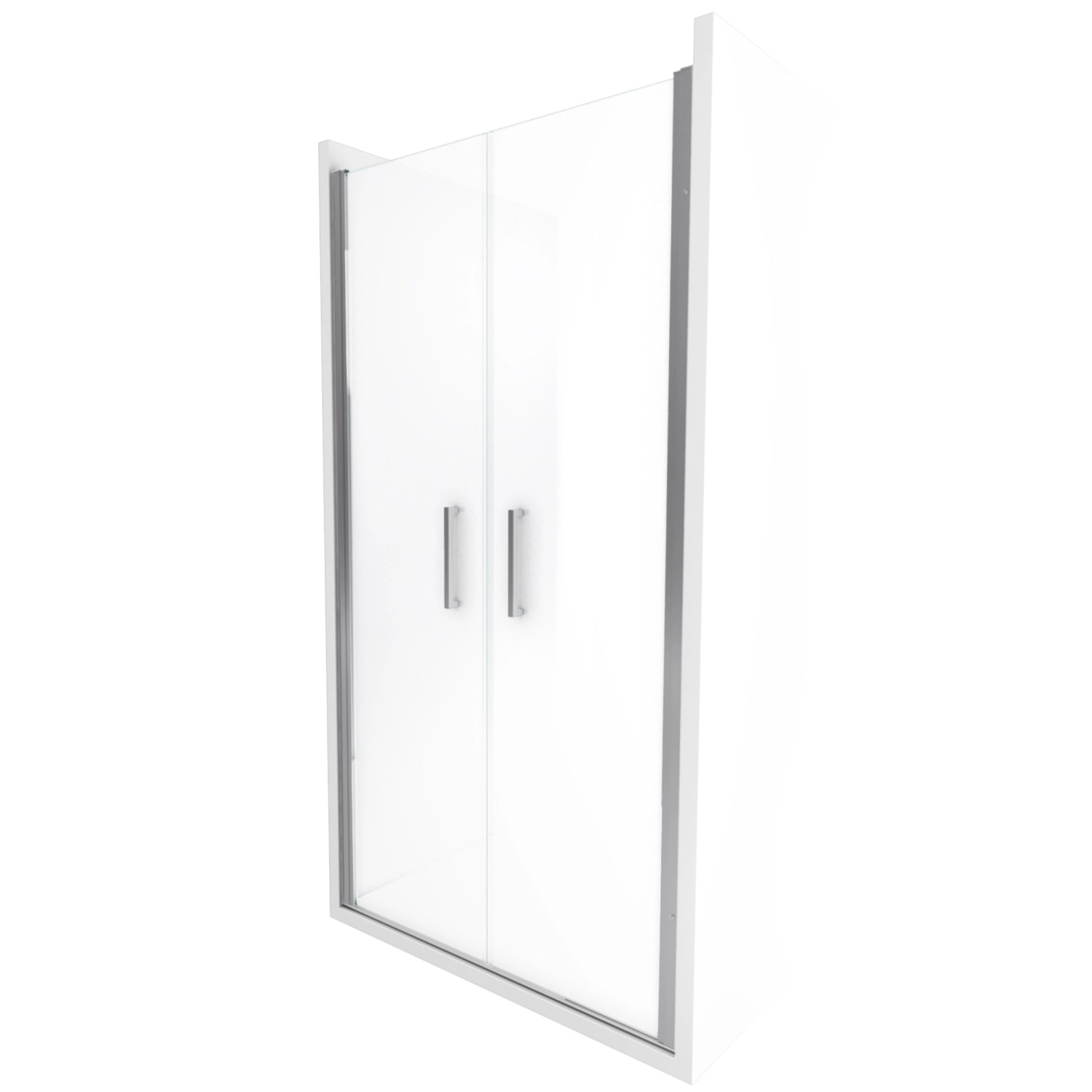 Aurlane Glasdusche Silver Calm 90, Chrom, 90x200 cm, mit zwei Pendeltüren.