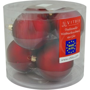 Vitbis Weihnachtskugeln Glas ø 8 cm 6 Stück Bordeaux Matt
